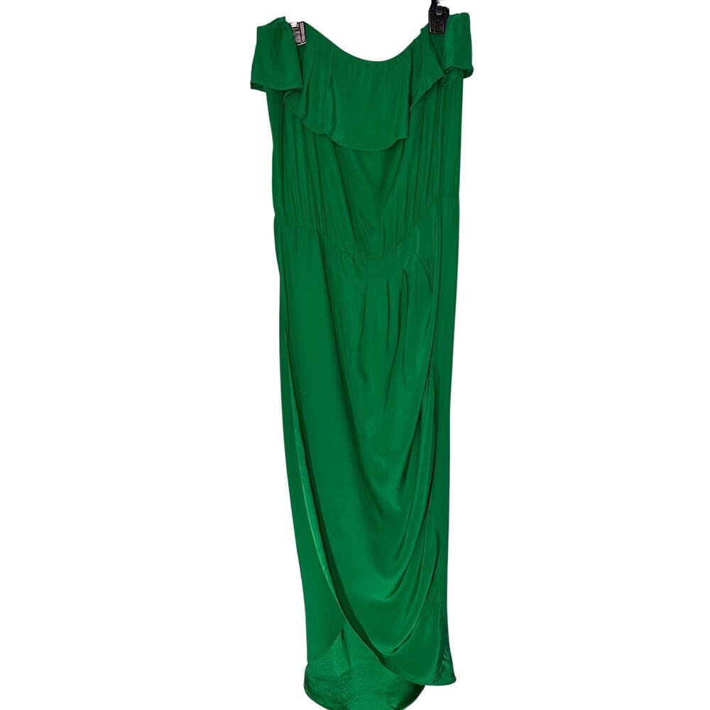 Amanda Uprichard 100% silk vibrant green strapless maxi dress Size M